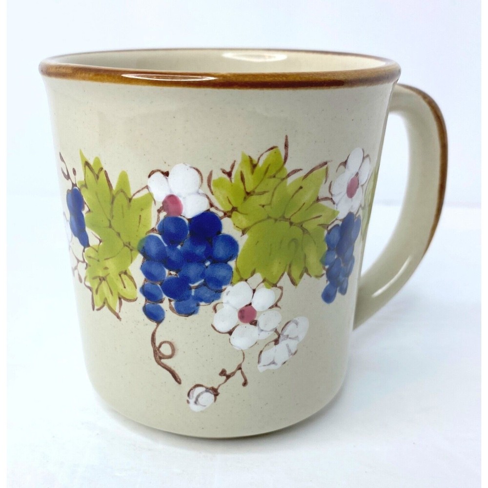 Vintage Norleans Tea Cup Mug Grapes Vine Floral 8 Oz, korea stoneware